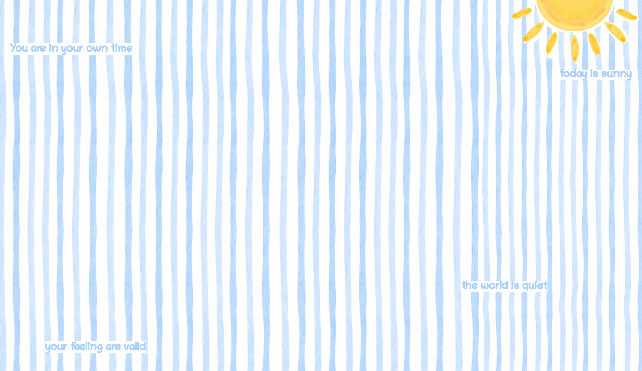 Blue striped background with handwritten affirmations